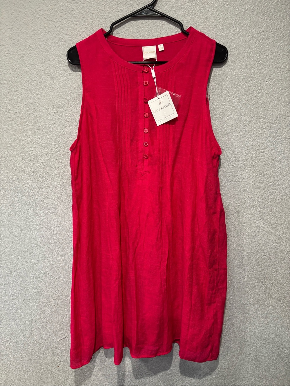 Zac & Rachel Hot Pink Sleeveless Pintuck Mini Dress